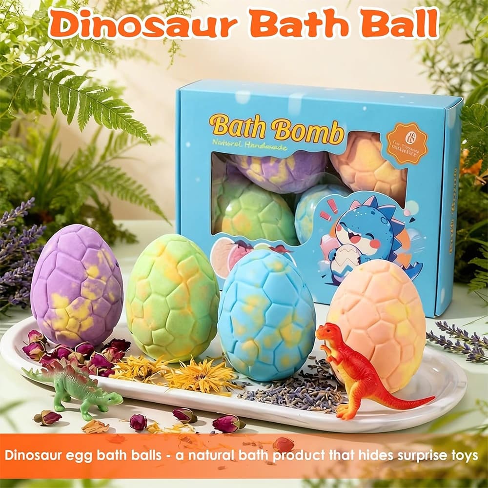 4 Pçs Bombas De Banho De Dinossauro Para Crianças Fórmula Orgânica Natural Diversão Bolha Fizzes Diário Aniversário Pres