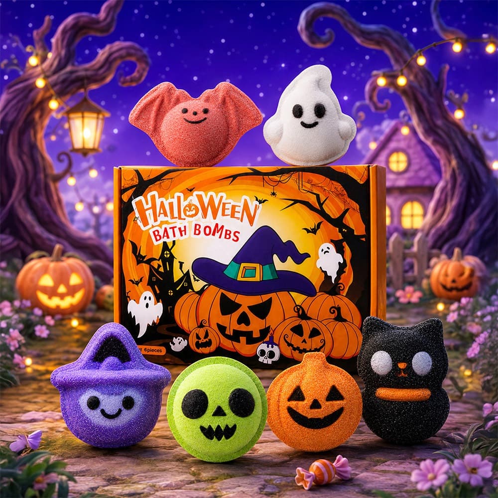 Bombas De Banho De Halloween , 6 Pacotes , Cesta Assustadora , Recheios Para Mulheres , Formas Esponatulares , Bolhas ,