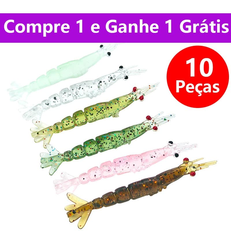 【Compre 1 e Ganhe 1 Grátis】Kit 10 Isca Camarão Artificial soft 6cm