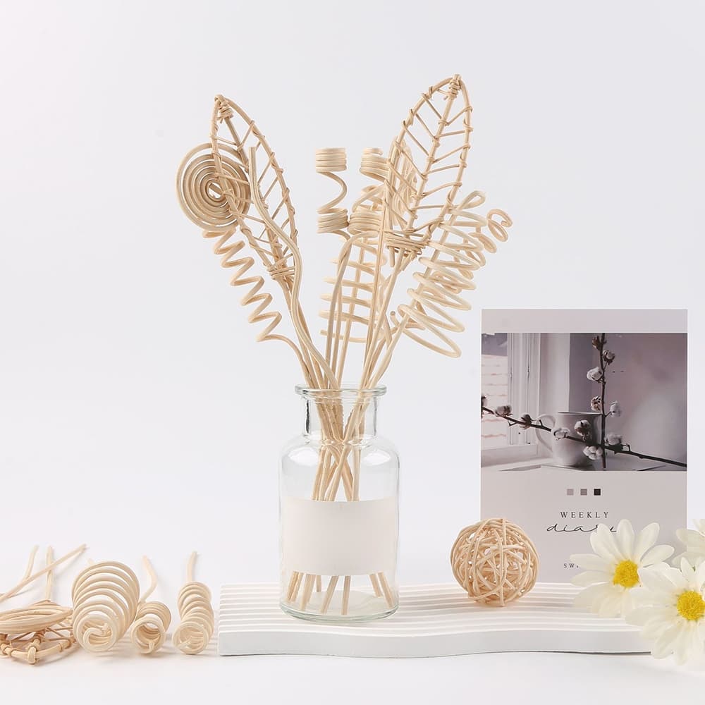 12 Peças Bastões Difusores De Palheta De Óleo Essencial Conjunto De Fragrância De Flor De Rattan Natural Palhetas De Mad
