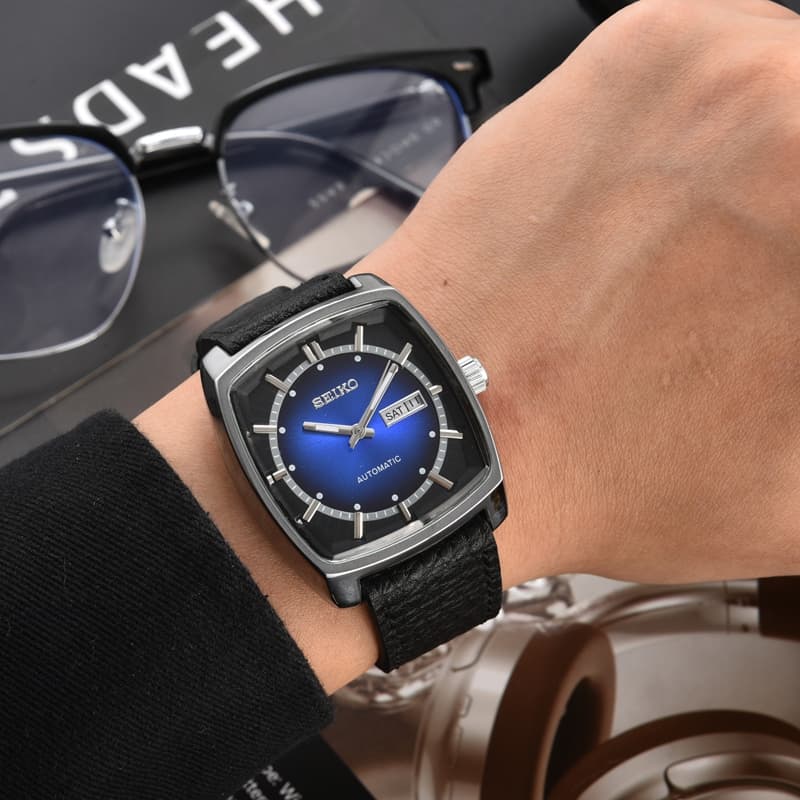 Relógio masculino elegante relógio mecânico de três mãos SEIKO relógio de pulso marca superior função de calendário dupl