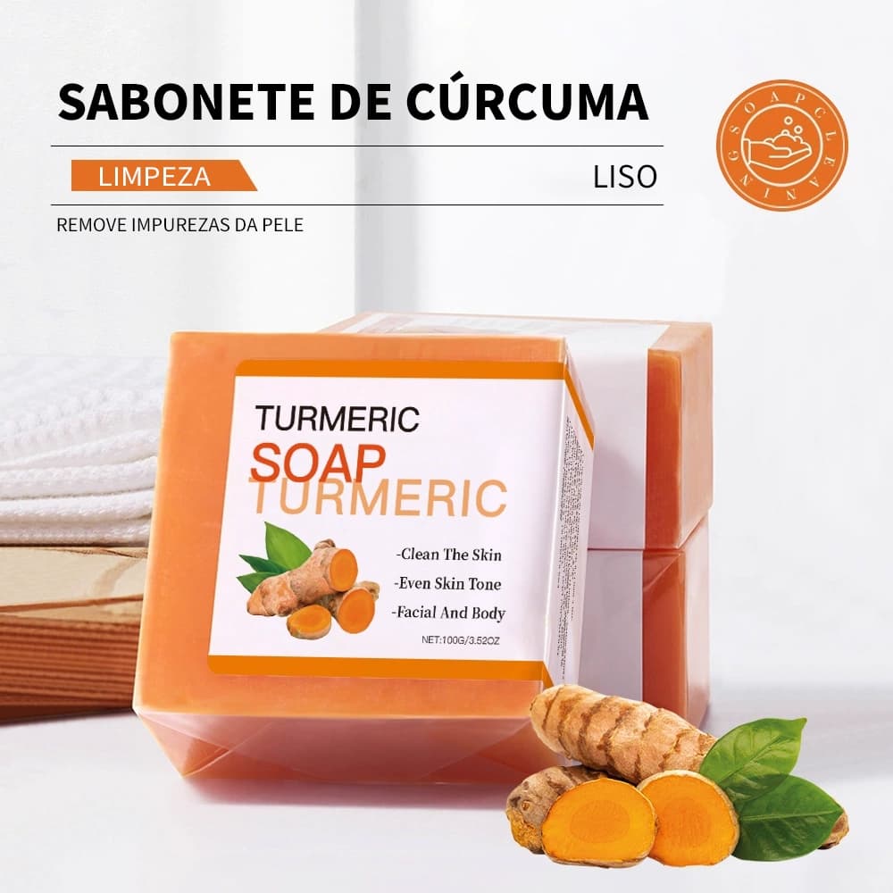 Sabonete de Cúrcuma Clareador Ácido Kójico Pele Acne 100g
