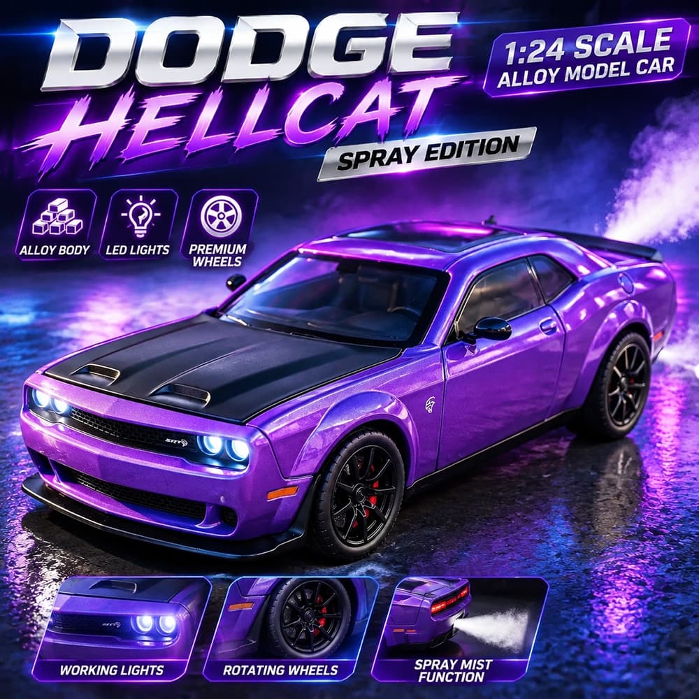 Escala 1 : 24 Hellcat Spray Versão Liga Modelo De Carro Diecast Som Luz Amantes Coleção Crianças Presente De Aniversário