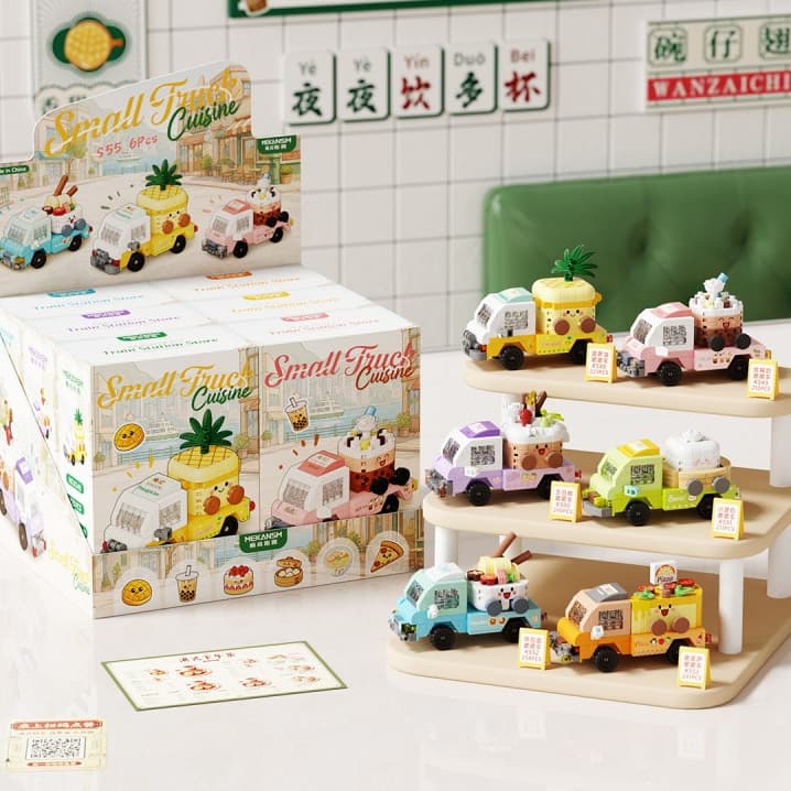 Criatividade Deliciosa Viagem Jantar Modelo De Carro Ornamento Bloco De Construção Brinquedo Presente