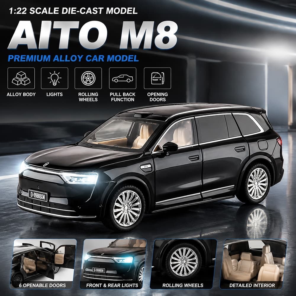 Escala 1 : 22 AITO M8 Liga Modelo De Carro Diecast Som Luz Amantes Do Coleção Crianças Presente Aniversário Metal Menino