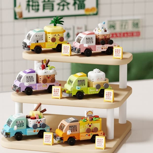 6 Pçs/set Vários Bolos pizzas Modelos De Comida tuk Série Carro Blocos De Construção Brinquedos Presentes