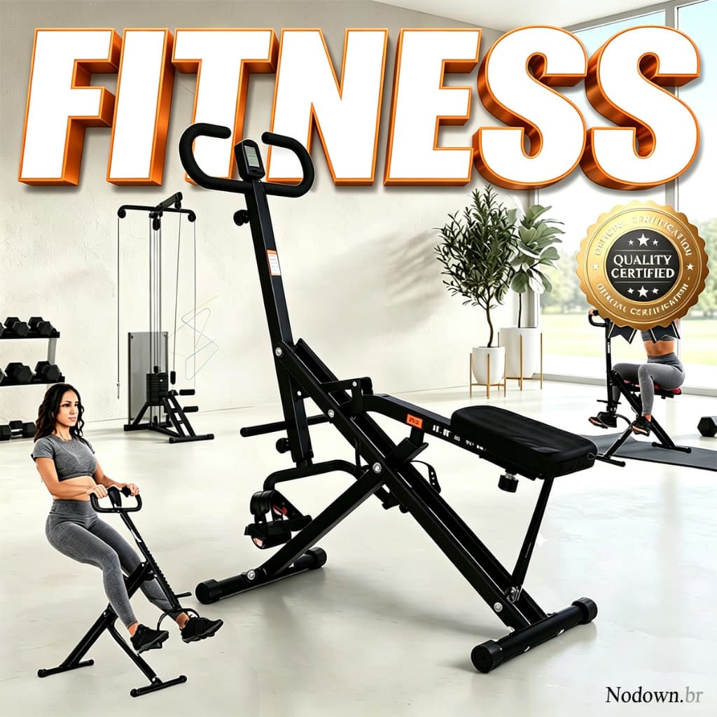 Máquina de Remo e Exercício Abdominal Multifuncional – Dobrável Exercitar Vários Grupos Musculares e Inclui tela de LED