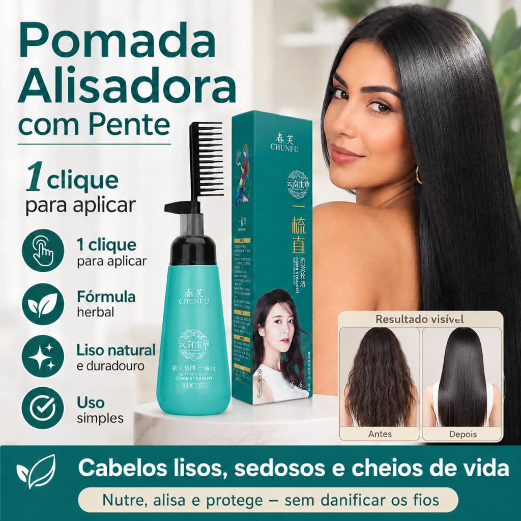 Um pente creme de alisamento de cabelo com pente creme de cabelo Anti-Frizz cria efeito de alisamento de cabelo liso Nat