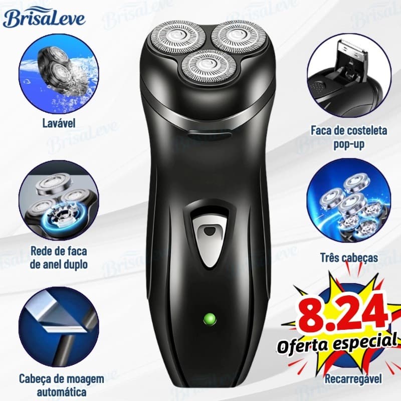 Barbeador Elétrico Homens Prova d'água Recarregável De Três Cabeças Maquina Shaver Depilador Barba Cabeça Aparador-BL