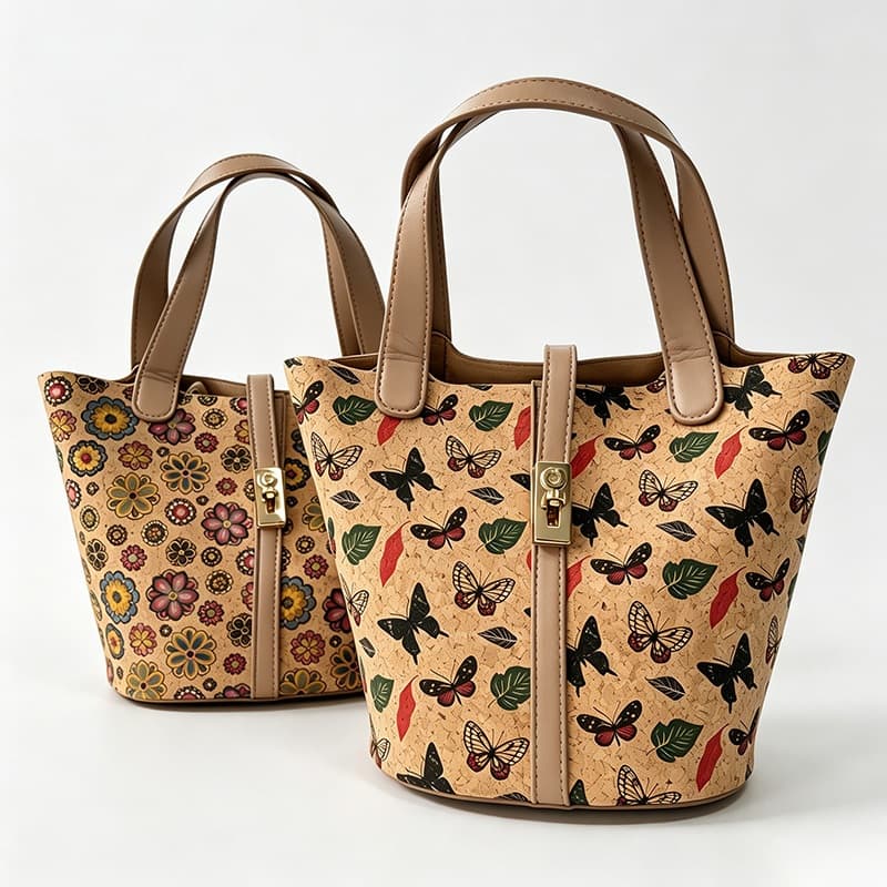 Bolsa Balde Pequena Para Mulheres – Crossbody De Cortiça Com Removível E Alça , Vegana