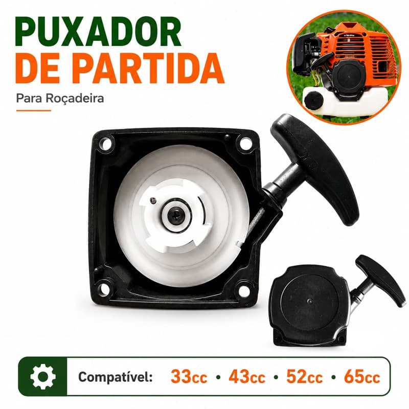 Puxador Partida Compatível com Roçadeira Nakasaki NK650 65cc | Corda Reforçada Instalação Fácil
