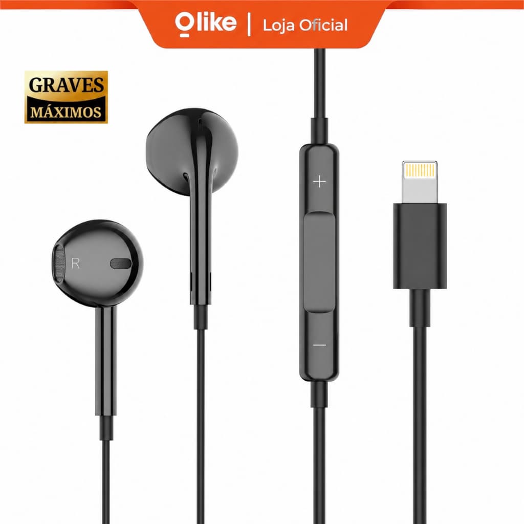 Olike E12 Fone De Ouvido Com Fio Com Microfone Fone De Ouvido Mãos-Livres Interface Relâmpago Chamada Clara Excelente Qu