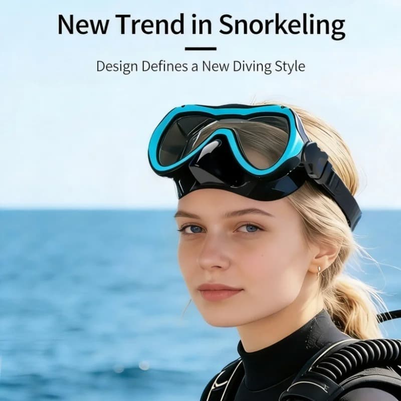 Máscara De Mergulho De Silicone Adulto Vidro Temperado 180 ° Equipamento De Natação Com Snorkel Alça Ajustável De Visão