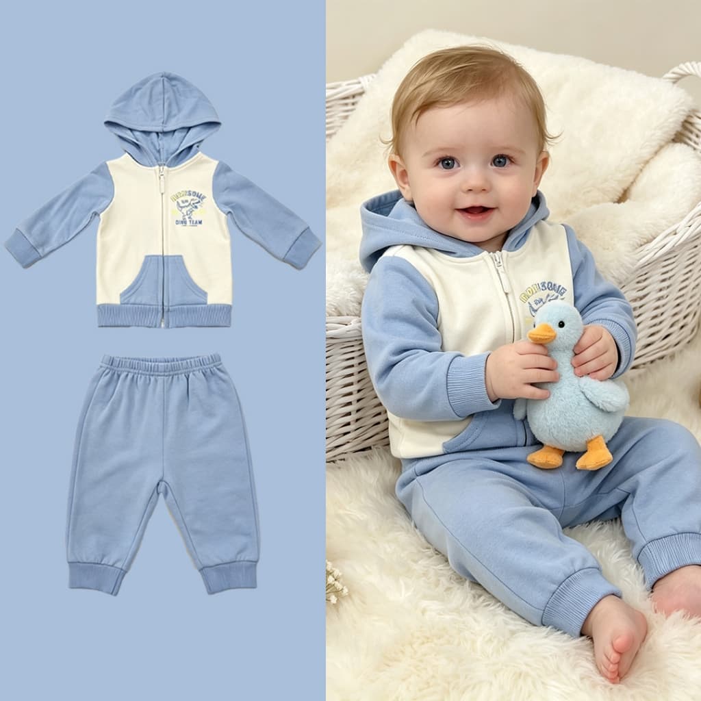 Roupas De Bebê Menino Outono Manga Comprida Moletom Com Capuz Moda Pelúcia Terno Quente