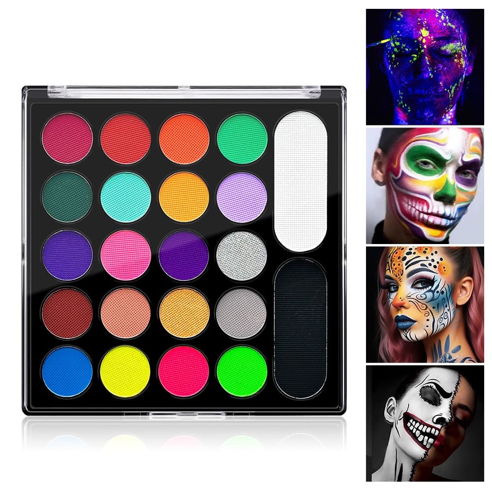 22 Cores Rosto Kit De Pintura Corporal Para Crianças Adultos Facial Paleta De Maquiagem Halloween Carnaval Artista Cospl
