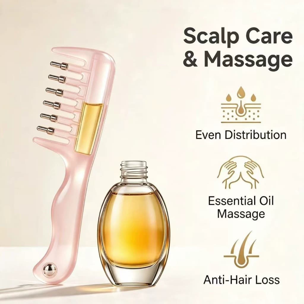 Aplicador Líquido Portátil Para Couro Cabeludo , Pente Multifuncional Tratamento De Crescimento Capilar , Massageador De