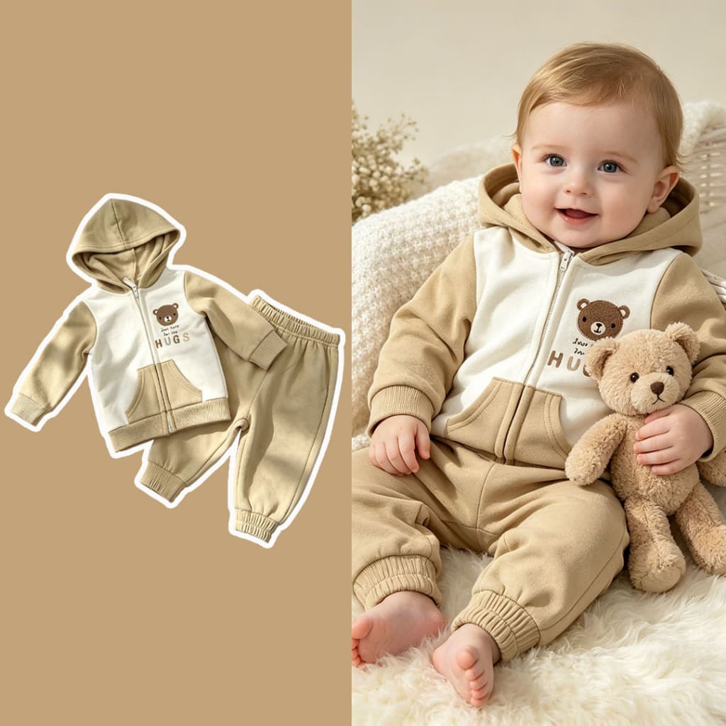 Roupas De Outono Para Bebês Meninos Moletom Com Capuz Mangas Compridas De Pelúcia Terno Da Moda