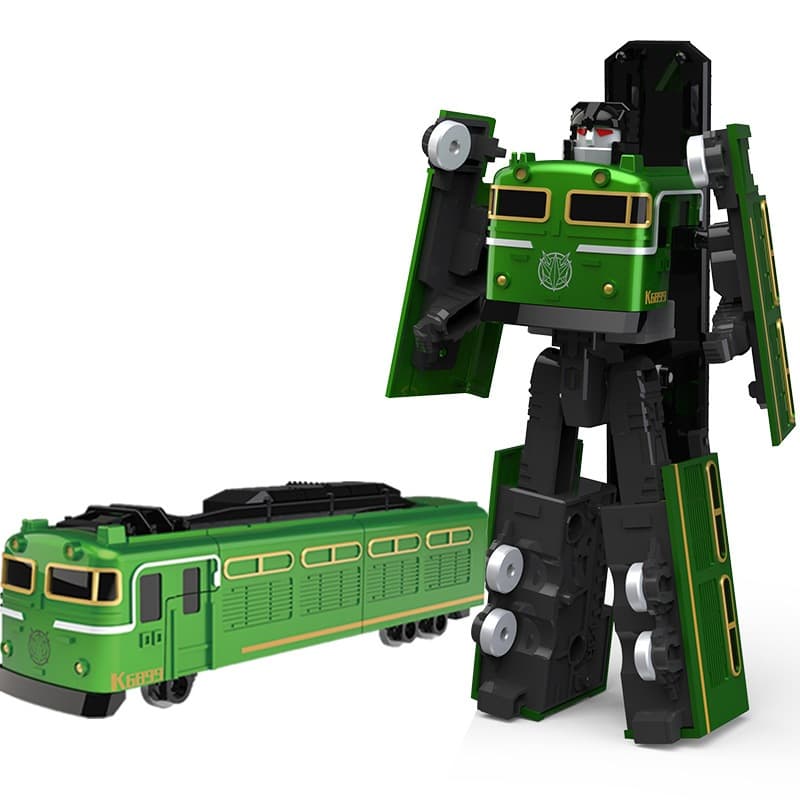 Liga transformando robô brinquedos infantis trem de couro verde trem King Kong
