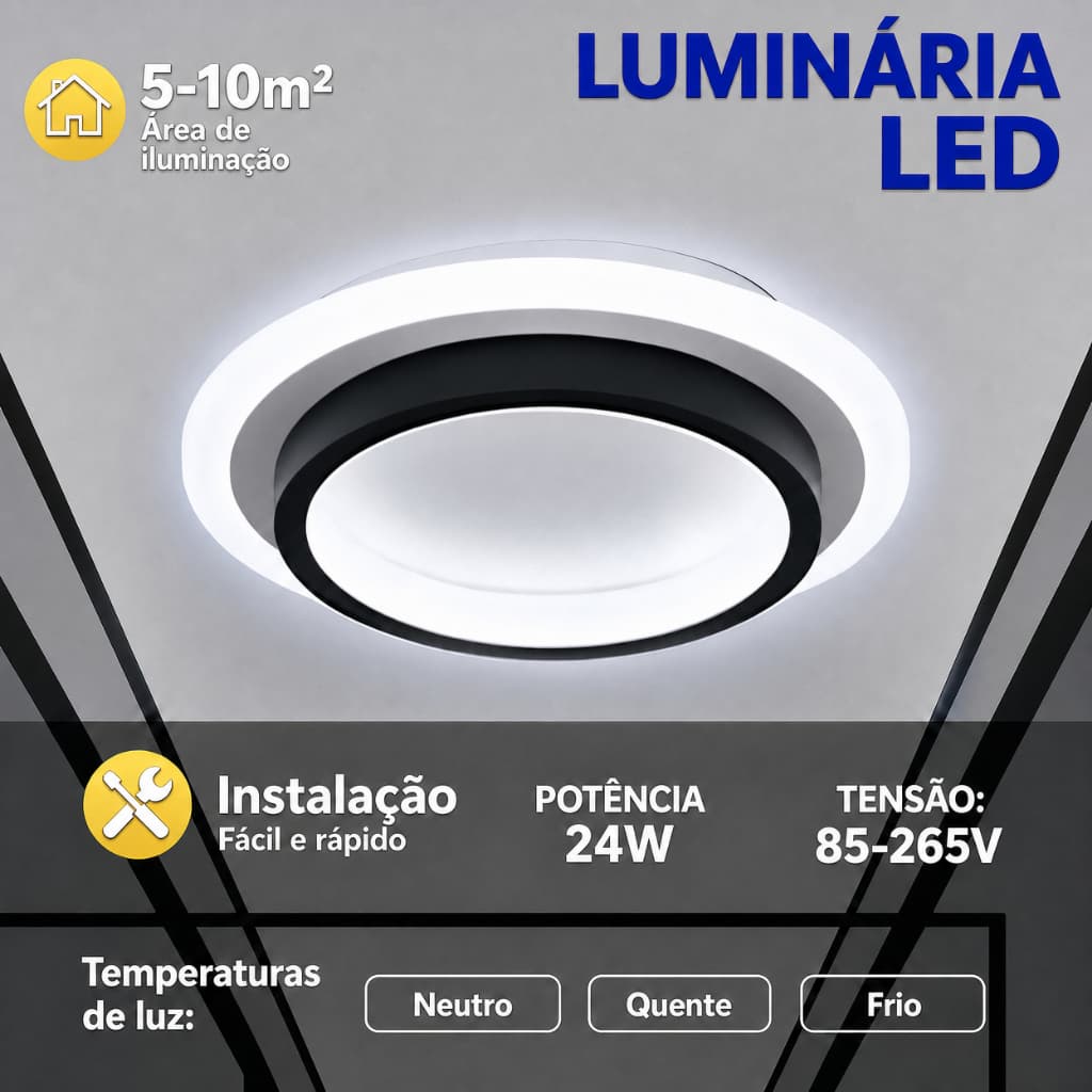 Luz De Teto Led Moderna De 3 Cores 3 Em 1 Lustre Para Quarto , Sala De Estar , Escritório , Corredor , Cozinha