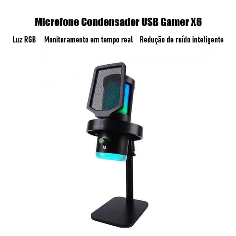 Microfone Condensador De Para Jogos USB Com Redução De Ruído RGB Gravação De Transmissão Ao Vivo De Telefone PC