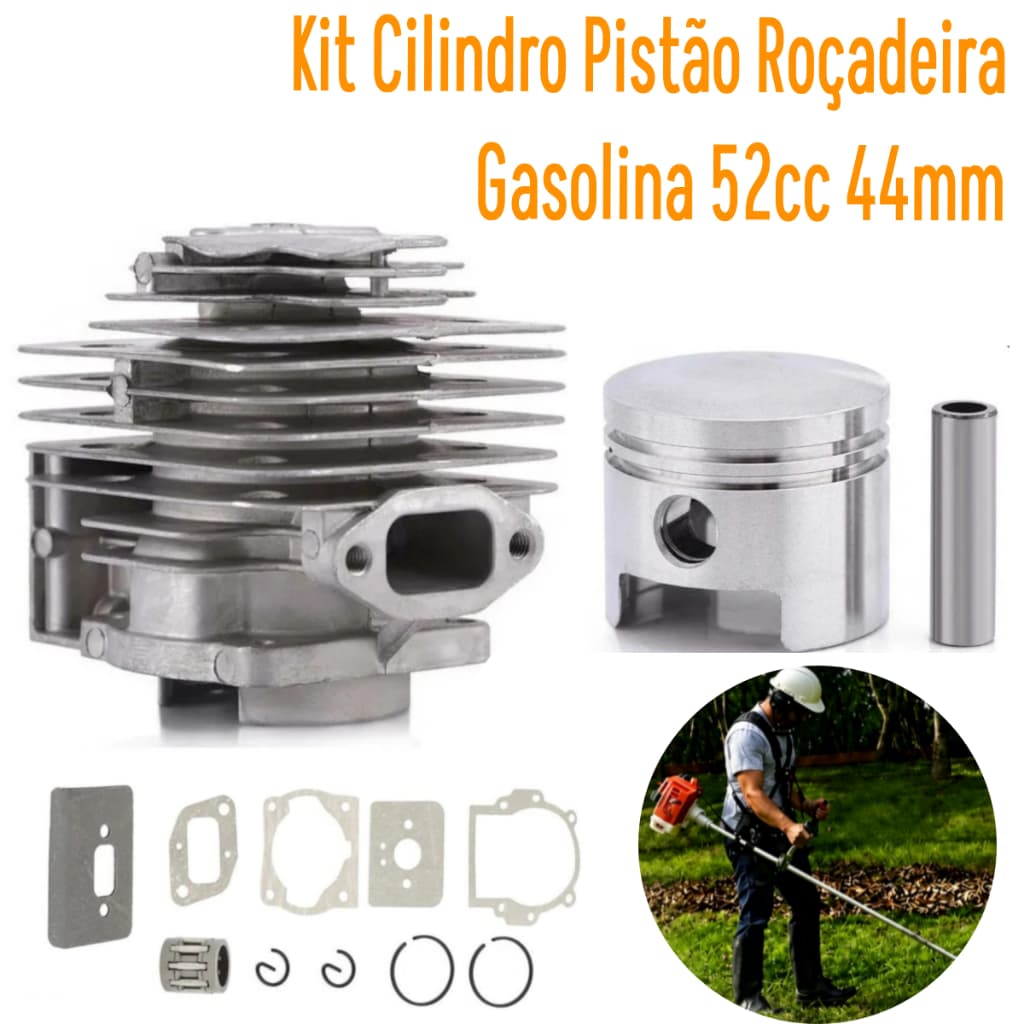 Kit Cilindro Pistão Roçadeira Gasolina 52cc 44mm
