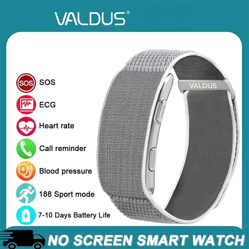 VALDUS Long Batterylife VITRO Inteligente Screenless ECG Cuidados De Saúde Frequência Cardíaca HRV Atividade Fitness Tra
