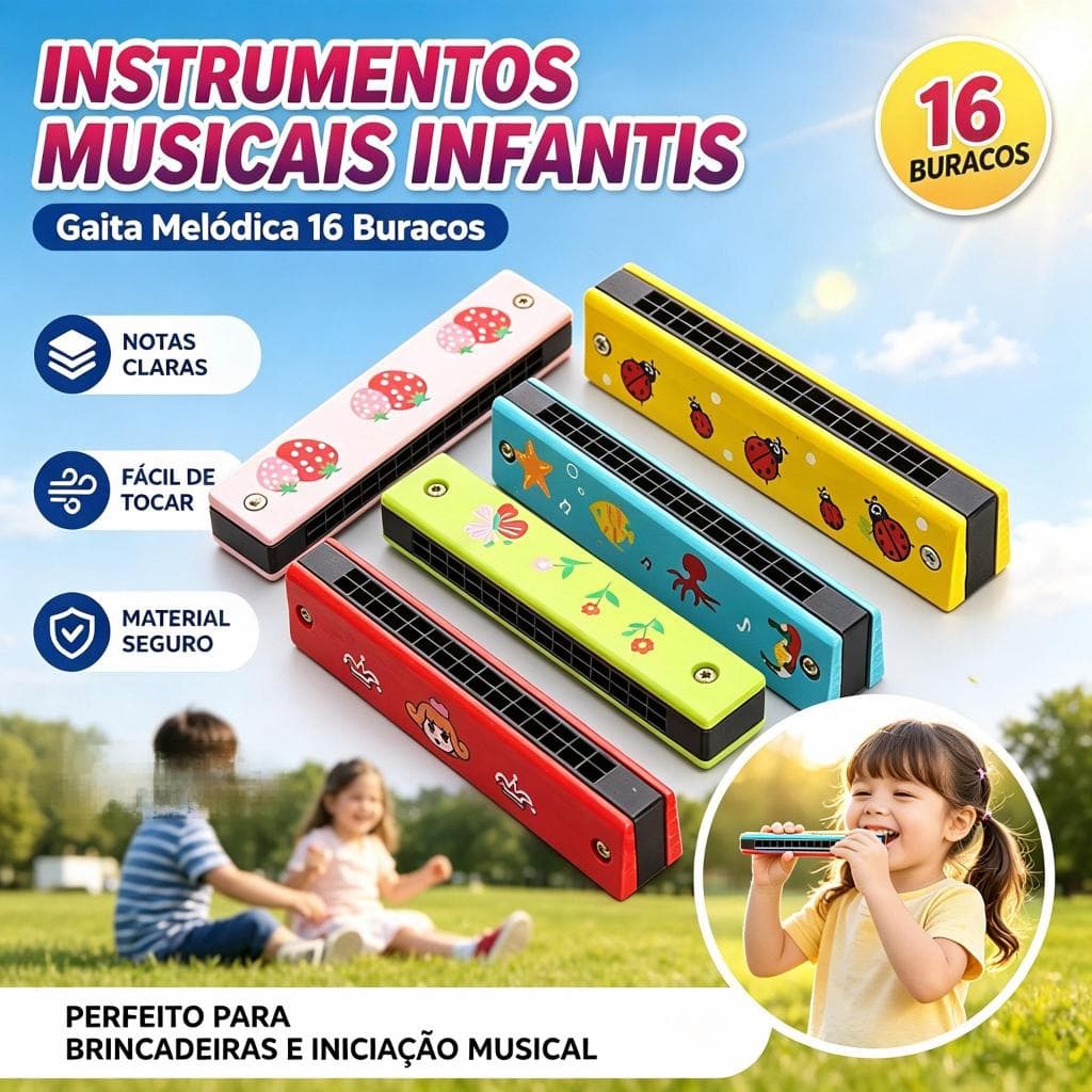 Instrumentos Musicais 16 Buracos Boca De Sopro Gaita Melódica Para Brinquedos Infantis
