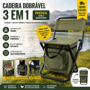 Cadeira de Camping com Bolsa Termica Embutida Cadeira Bolsa De Pesca Camping Praia