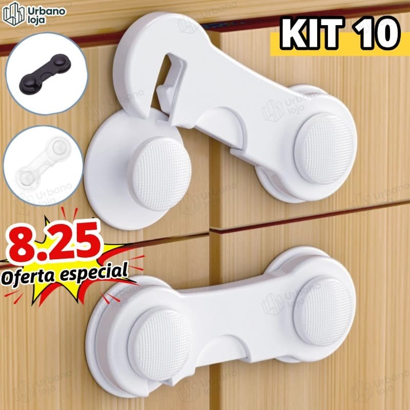 Kit 10/20 Travas Para Gaveta Porta Armário Segurança Bebê - Opção de cores Invisível, Fácil de instalar-UR