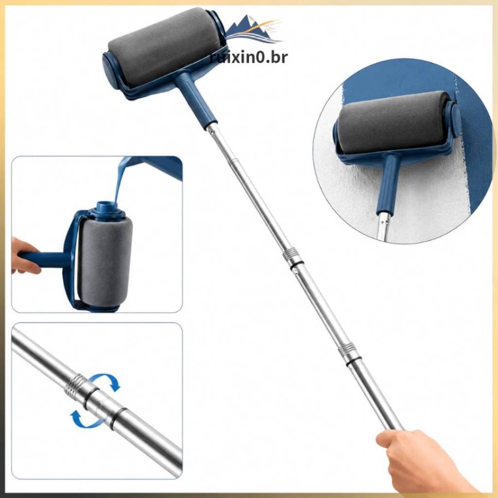 Kit de Pincel Rolo de Pintura 6 Polegadas + Cabo Extensível 72cm | Rolo Sem Pingos para Paredes