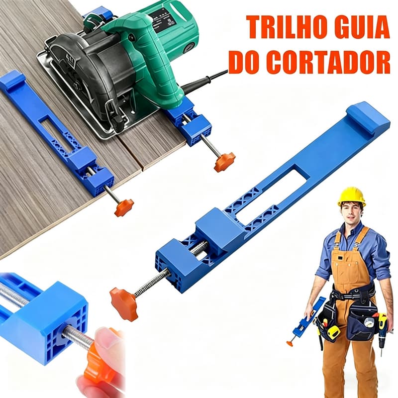 Guia Ajustável com Trilho e Braçadeira para Serra Circular Máquina de Corte em Madeira