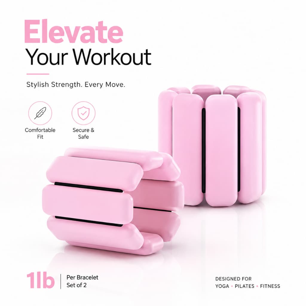 Pesos De Pulso 2x1lb Antiderrapantes Ajustáveis Para Ioga Pilates Fitness
