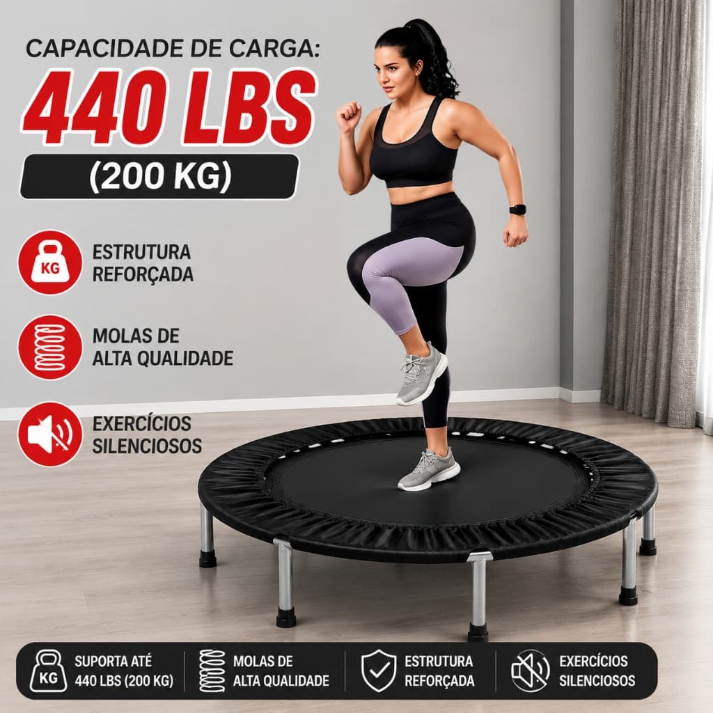 Trampoline with Reinforcement Hoop Supports 200kg Jump Trampoline Mini Fitness Trampoline