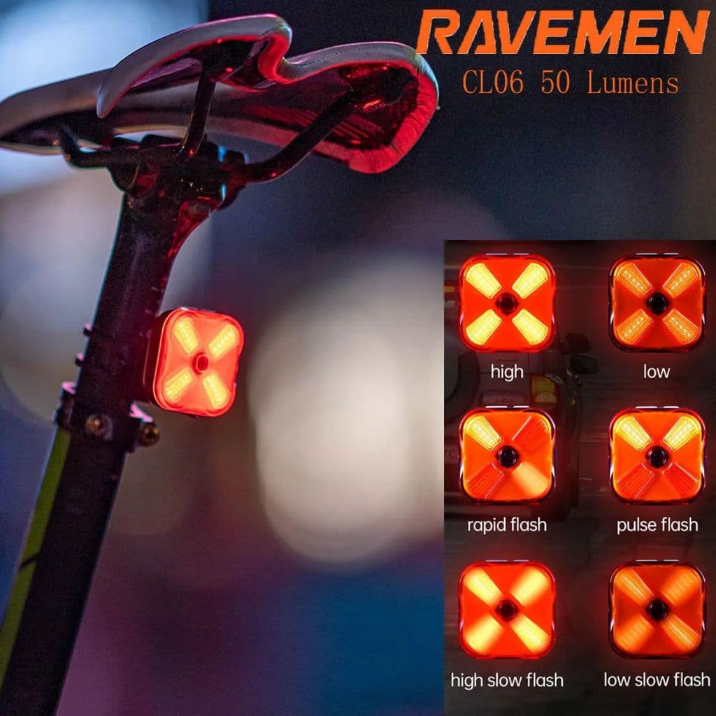 RAVEMEN CL05 CL06Bike Luz Traseira USB-C Recarregável Sensor De Ciclistas De Estrada À Prova D'água IPX6