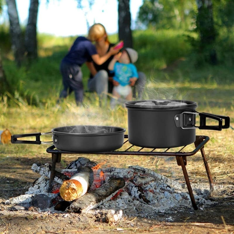 Conjunto De Panela E Chaleira Para Exterior-Portátil De Equipamentos De Cozinha Ao Ar Livre-Fervente Acampamento Utensíl