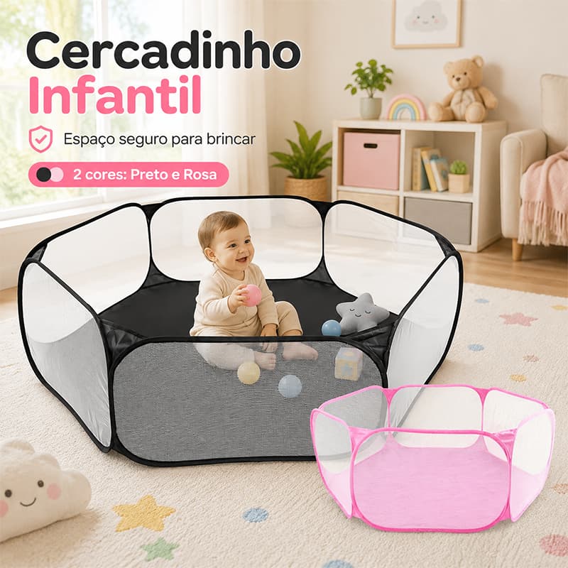 Cercadinho Infantil Hexagonal Desmontável Dobrável Para Bebês Chiqueirinho
