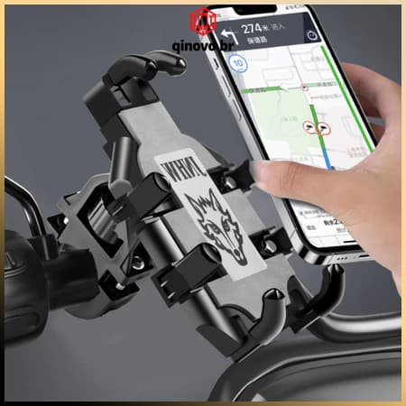 Suporte Antichoque para Celular - Universal para Motos, Bicicletas e Veículos Elétricos com Rotação de 360°