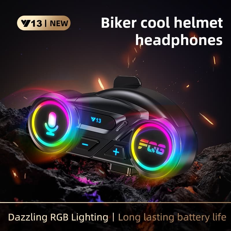 Y13 Capacete Da Motocicleta Fone De Ouvido Bluetooth IP56 À Prova Dip56 Água Sem Fio Rider Fones RGB Luz Cancelamento Ru