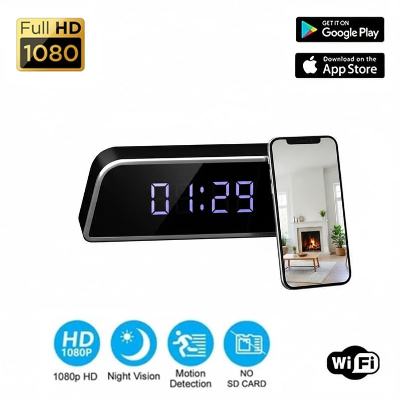 Mini Câmera Relógio HD 1080P WIFI Controle Remoto Do Telefone Móvel Visualização Em Tempo Real , Visão Noturna Gravador