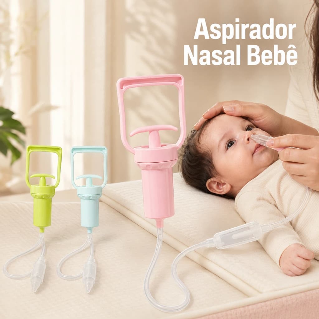 Aspirador Nasal de Sucção para Bebê Recém-Nascido | Silicone Seguro, Fácil Limpar, Sem Dor