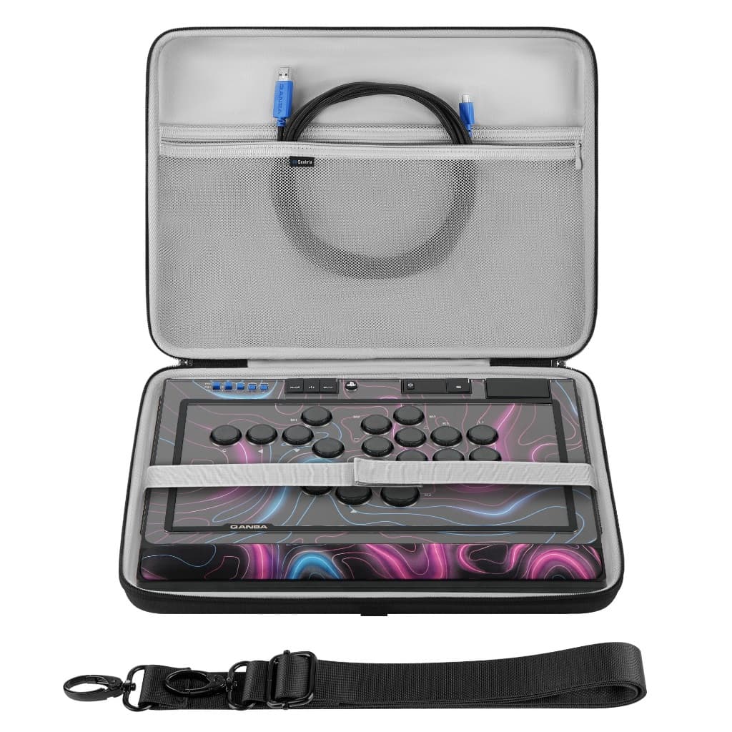 Estojo Rígido Geekria Compatível Com Controlador Qanba Sapphire S1 Arcade , Bolsa De Transporte Rígida Portátil (Cinza E