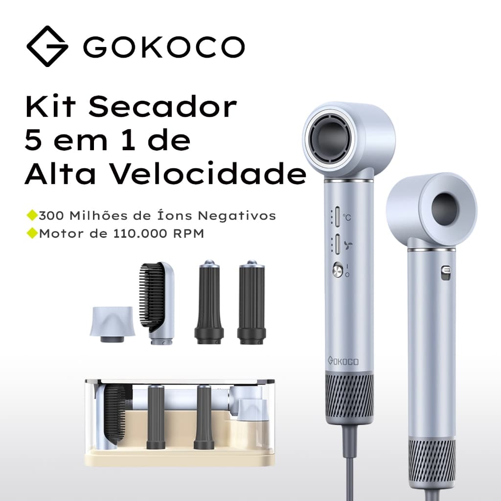 GOKOCO Secador De Cabelo Com Escova Magnética Multifuncional 5 Em 1 De Alta Velocidade Alisamento E Ondulação De Ar Quen