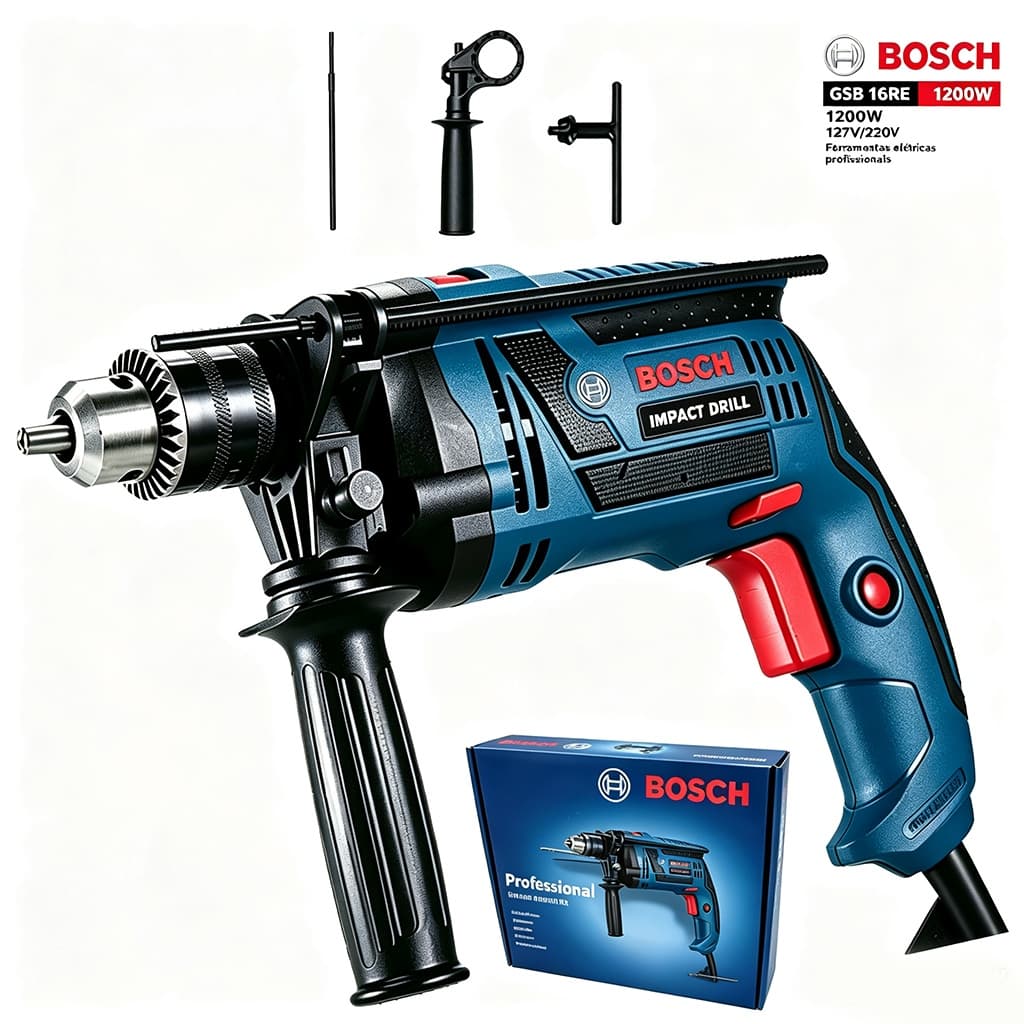 Furadeira Elétrica De Impacto Profissional GSB 16 RE 1200W Bosch Furadeira com Fio Original