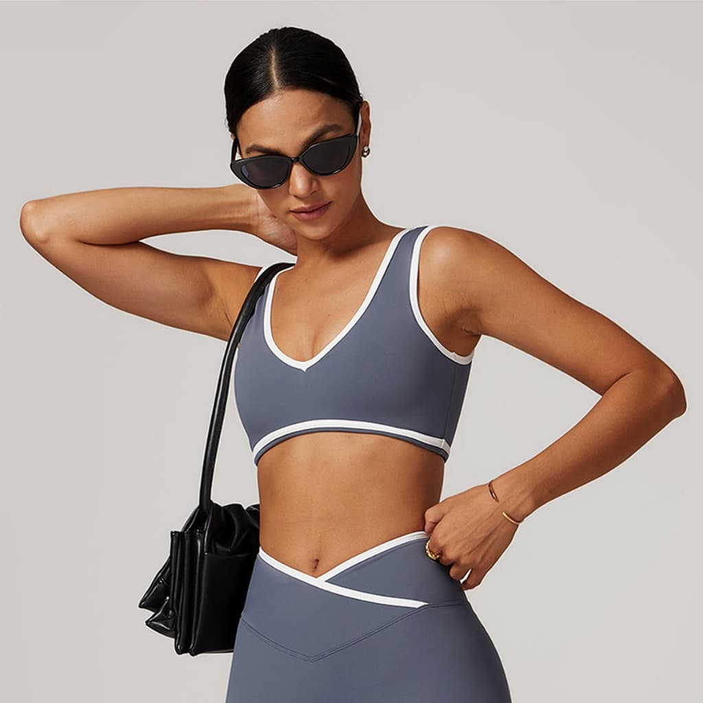Roupa íntima esportiva com alça de ombro larga, sutiã de ioga integrado à prova de choque, roupa de Fitness ao ar livre