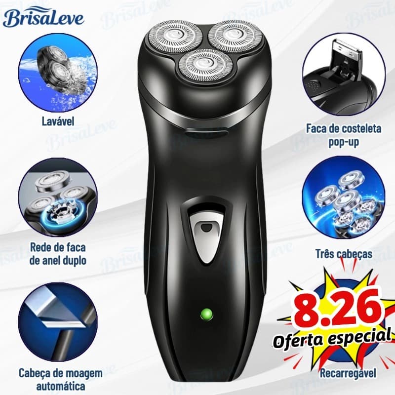 Barbeador Elétrico Homens Prova d'água Recarregável De Três Cabeças Maquina Shaver Depilador Barba Cabeça Aparador-BL