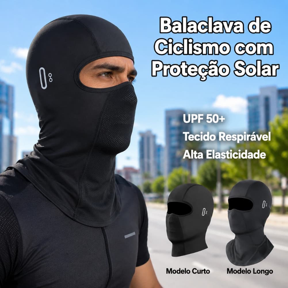 Balaclava Touca Ninja Proteção Solar UPF 50+ Respirável Elástico Motoqueiro Motoboy Ciclismo Unissex