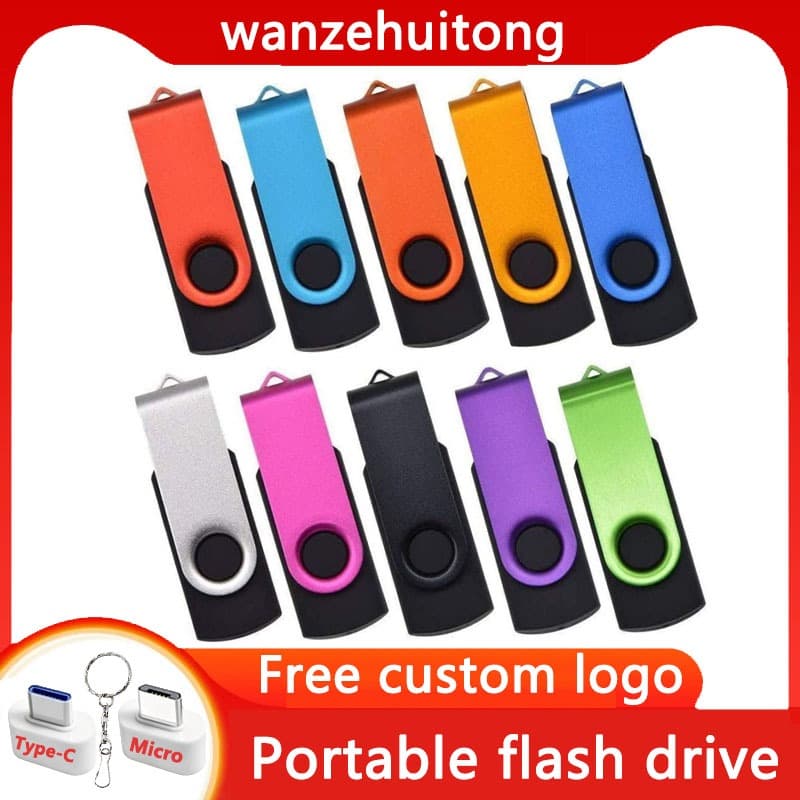 Unidade Flash USB portátil, logotipo personalizado, bastão de memória à prova d'água de 128 GB-2 TB