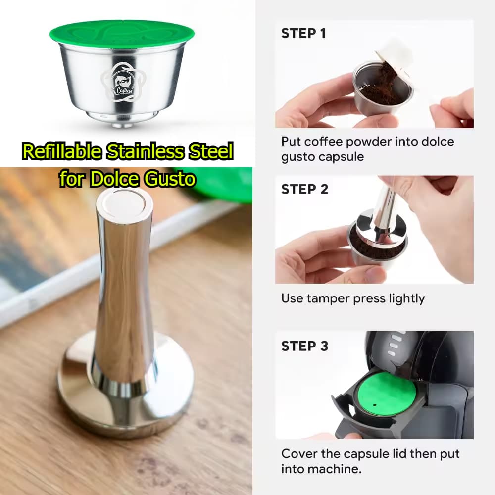 Nescafe Cápsula De Café Reutilizável Para Filtros De Recarregáveis De Aço Inoxidável Nescafé Dolce Gusto Genius S Plus