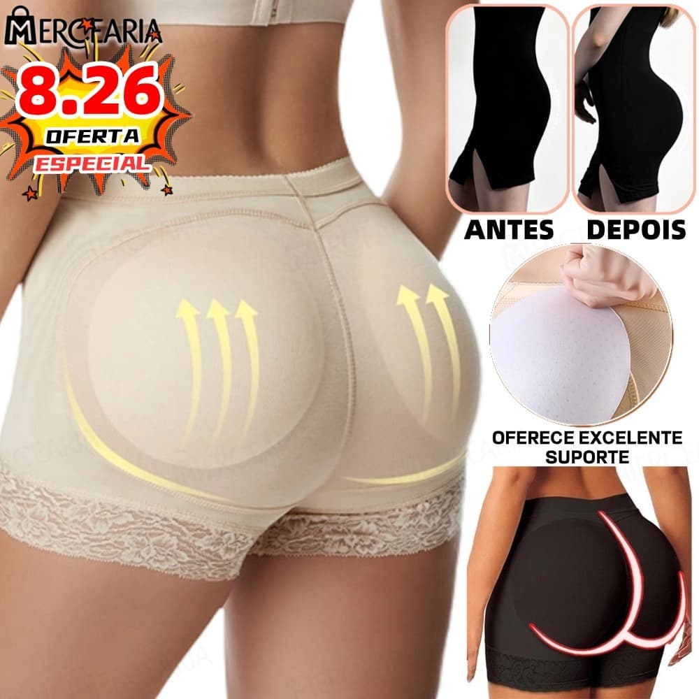 Modelador acolchoado para levantamento de bumbum para mulheres - Calcinha modeladora para realce de fourril e bumbum-MC