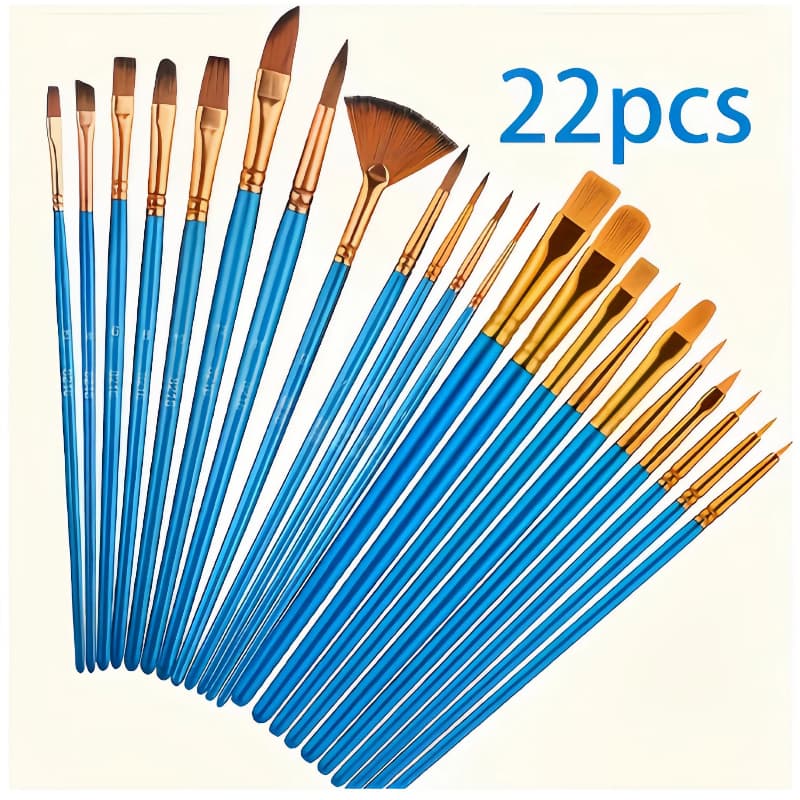 Kit com 12/22 Pincéis artísticos para pintura cerdas macias, aquarela, guache, pintura a óleo, acrílico